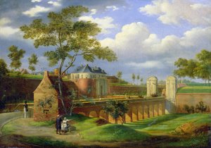 1823年、ドゥエーのヴァレンシエンヌ門の眺め 作： Joseph Louis Leborne